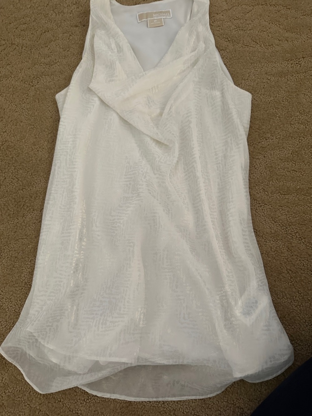 Michael Kors White Draped V-Neck Sleeveless Camisole